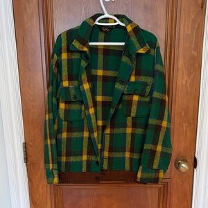 Vintage Green & Yellow Plaid Wool Shacket